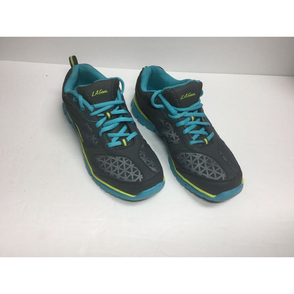 LA GEAR  Athletic‎ Running Shoes Memory Foam Womens  Sz 8.5M Turquoise Gray